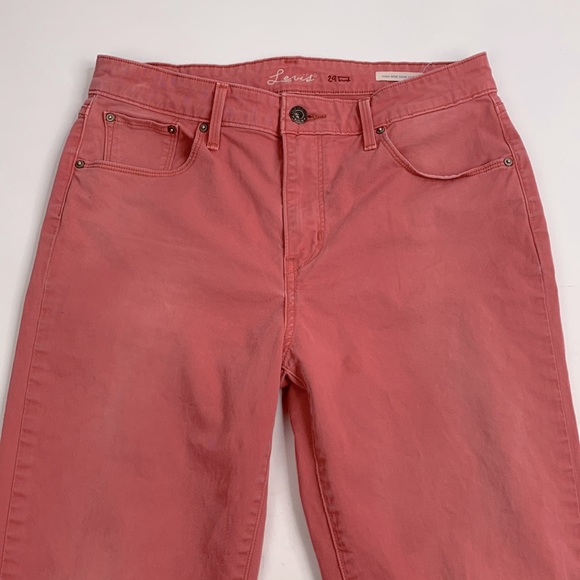 Levi’s High Rise Demi Curve Tapered Skinny Jeans Size 29 Pink Mauve Stretch - Picture 7 of 14